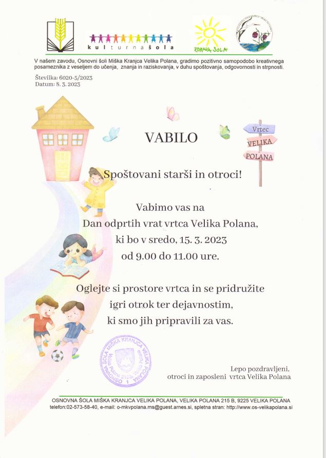 Dan odprtih vrat vrtca V. Polana